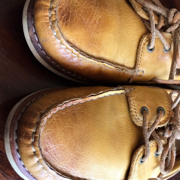 Golden brown, and an 8.5 size, made by The Frye Company. - Picture 2 of 6